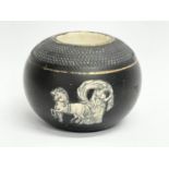 A late 19th century stoneware match striker holder. 8x6cm