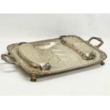 A large late 19th/early 20th century silver plated meat tray. 58x35cm