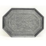 An early 20th century Middle Eastern carved tray. 30x21cm.