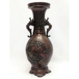 A large late 19th century Japanese bronze vase. 36cm