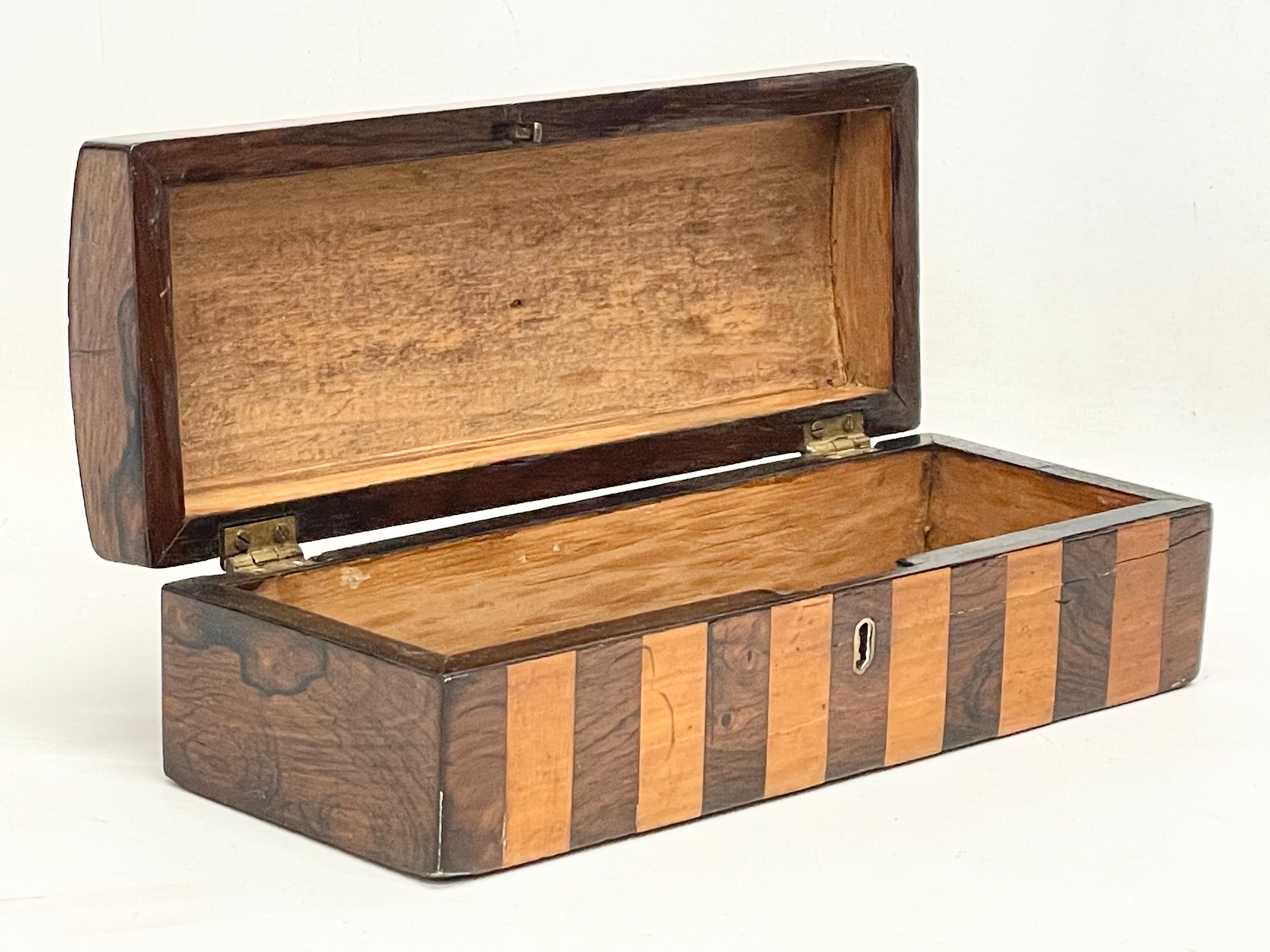 A Victorian Rosewood and Satin Wood box. 24x9x6.5cm - Image 2 of 4