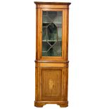 A late 19th century Sheraton Revival inlaid mahogany corner cabinet. Circa 1890. 67x195.5cm
