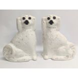 A pair of Victorian Staffordshire pottery dogs. 27.5cm