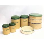 A set of vintage kitchen enamel ware