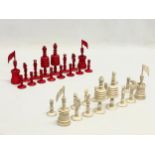 A 19th century carved bone chess set.