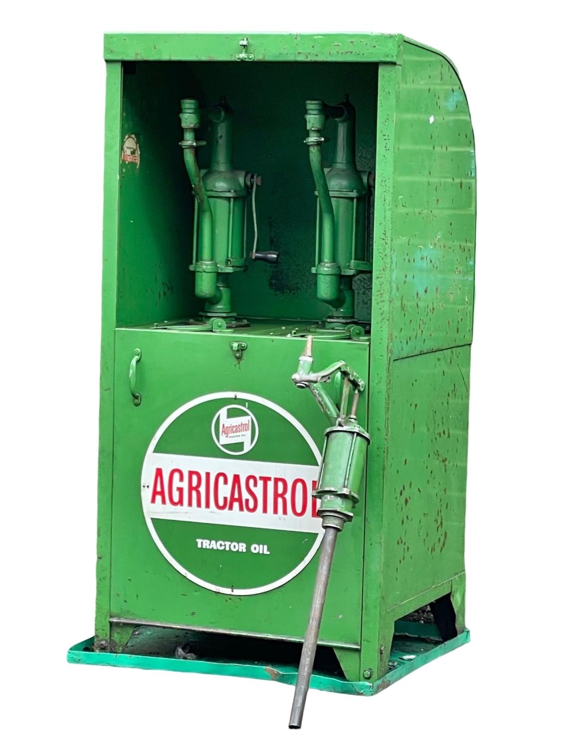 A large Agricastrol Tractor Oil dispenser 69x63x141cm.