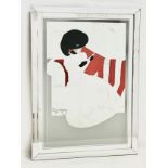 A vintage J&W Beggarstaffs mirror. Girl on the Couch. 62x84cm.