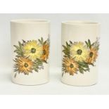 A pair of vintage Crown Devon Fieldings pottery vases. 13x20cm