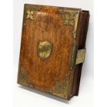 A late Victorian oak brass bound Bible box. 29.5x22x7.5cm