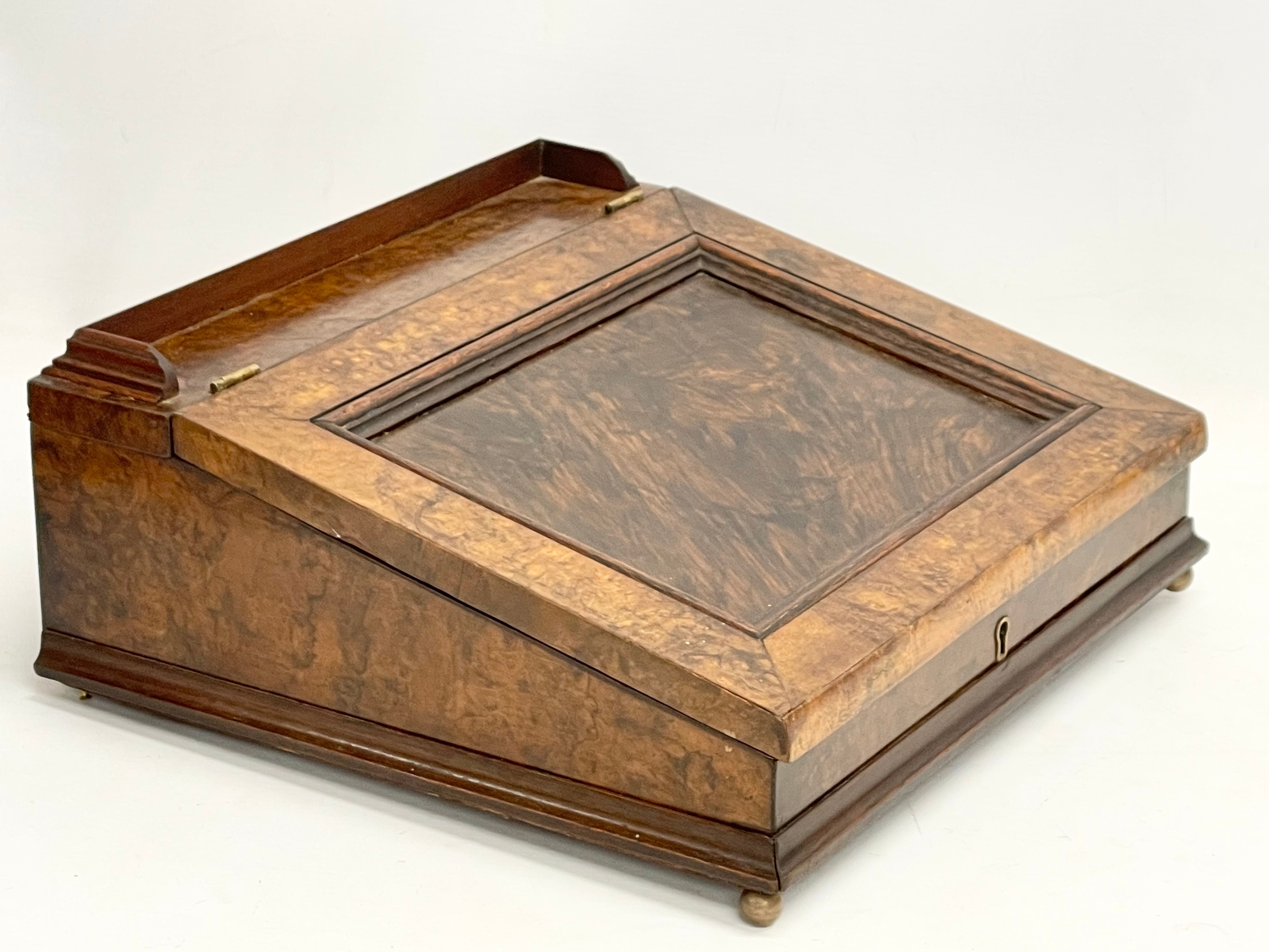 A Victorian style Burr Walnut writing slope. 37x34x15cm - Image 7 of 9