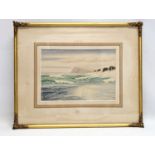 An early 20th century watercolour painting in gilt frame. Signed. 42x34cm with frame, 25x17cm