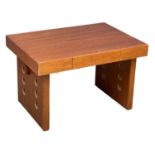 A teak coffee table with drawer. 92x64x59cm