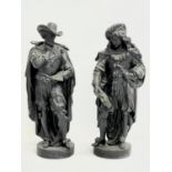 A pair of large late 19th century spelter figures. 38cm