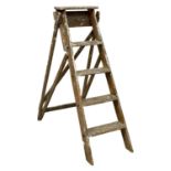 A set of vintage wooden step ladders. 143cm