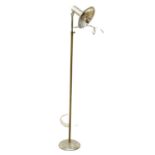 A 1930’s brass and chrome telescopic spotlight floor lamp. Fully open 202cm. Closed 132cm