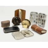 A quantity of 19th and 20th century fishing equipment. Including a Victorian brass reel etc.