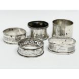 5 silver napkin holders. 81.6 grams.