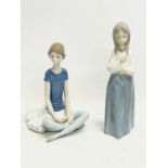 2 pottery figurines. Lladro and Nao.
