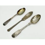 2 silver spoons and fish knife. Birmingham.