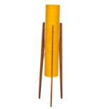 A Mid Century teak ‘Rocket Lamp’ with fibre glass shade. 1960’s. 111cm.