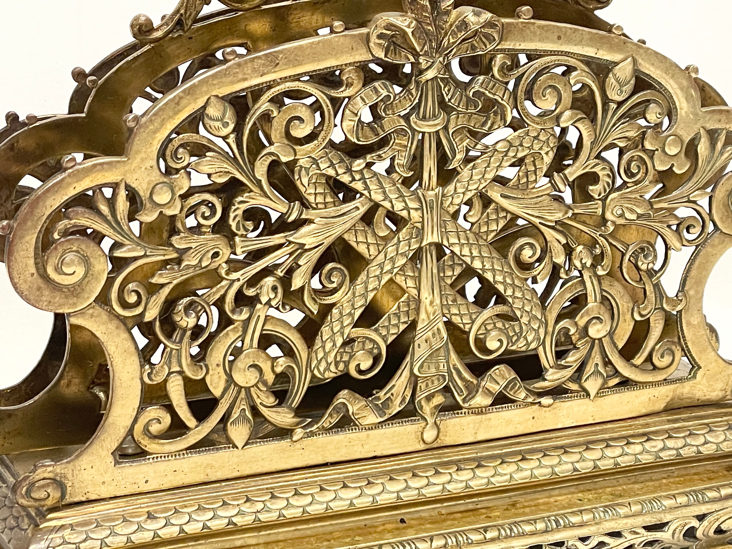 A large Victorian ornate brass desktop stationary letter holder. 31x13x27cm. - Image 2 of 8