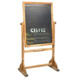 A large Victorian pitch pine chalkboard 111x61x202cm