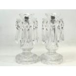 A pair of vintage Waterford Crystal lustre candleholders with droplets. 25cm