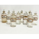 10 late 19th century chemist bottles. 20cm