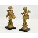 A pair of mid to late 19th century gilt spelter cherub figures. 17.5cm