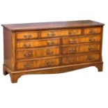 A large Georgian style mahogany multi draw chest. 152x46x76cm
