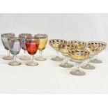 2 sets of vintage gilt drinking glasses. Cocktail glasses measure 10x10cm.