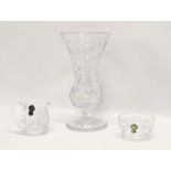 2 pieces of Waterford Crystal with crystal vase. Vase measures 23.5cm