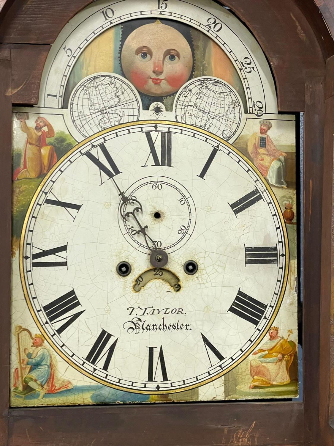 A large early Victorian mahogany long case clock with painted moon dial face. Circa 1835-1840. - Image 2 of 5