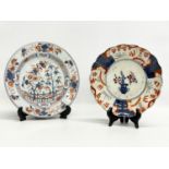 An 18th century Chinese Imari pattern plate and a late 19th century Japanese Imari plate. 23cm