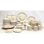 A quantity of vintage Harvest dinnerware with tea and coffee set.