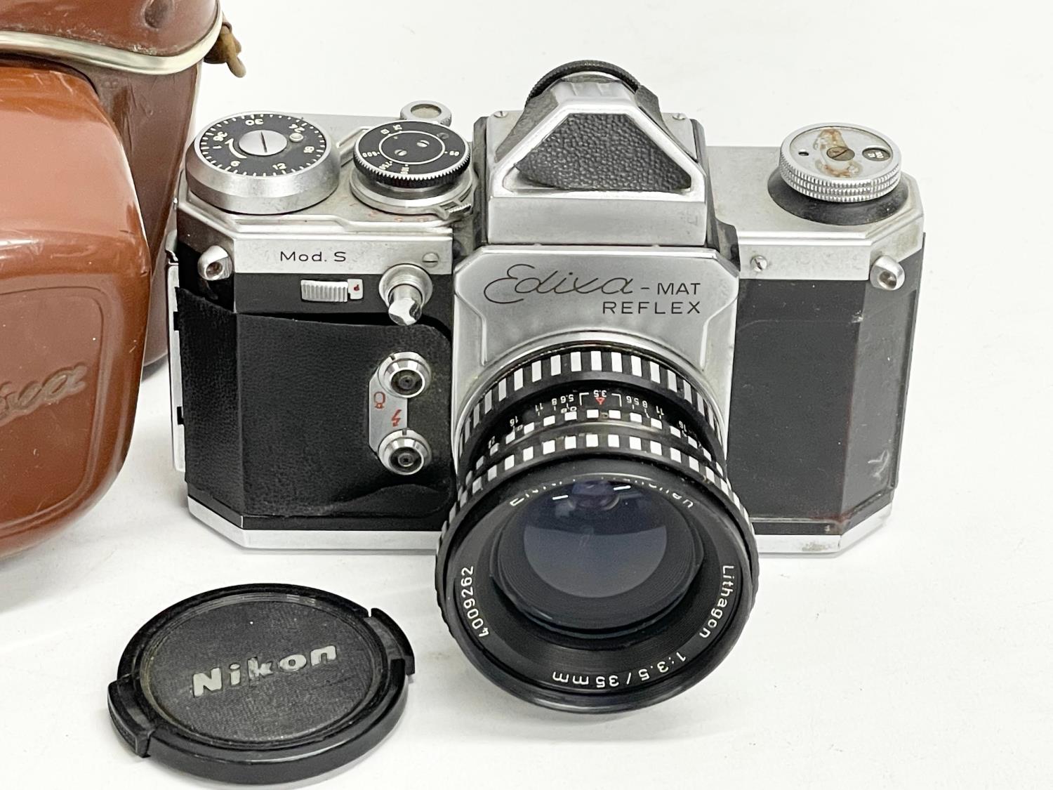 A vintage Edixa Reflex Mat Mod S camera in case. - Image 2 of 2