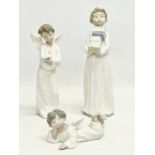 2 tall Nao pottery figures and a Lladro figure. 28cm