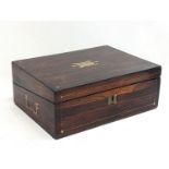 A Victorian rosewood brass inlaid writing slope. 30.5x23.5x11.5cm