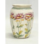 A late 19th century ‘Peonies’ Late Mayers pottery vase. By Keeling & Co, Burslem. 10x14cm