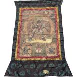 A vintage silk Buddhist Thangka. 86x118cm