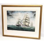 A large signed print by Patrick J. Lynch, titled "Belfast Tall Ships." 1991. 83x69cm