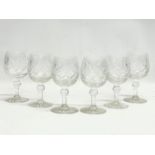 A set of 6 vintage crystal wine glasses. 15cm