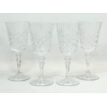 A set of 4 large Galway Crystal wine glasses. 20cm