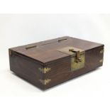 A vintage Chinese brassbound box. 38.5x28.5x12.5cm