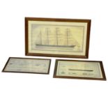 3 limited edition Harland & Wolff Belfast prints of ships. Largest, l99x61cm