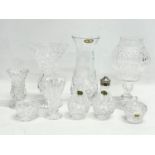 A quantity of mostly Tyrone Crystal. Tea light measures 21.5cm.