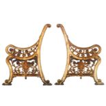 A pair of large Victorian cast iron garden bench ends. 72x88.5cm
