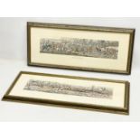 2 large vintage Hunting prints. 69x29cm