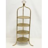 A late 19th century brass 4 tier cake stand. 41x89cm