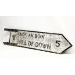 A large vintage Irish street sign "Hill of Down." 107cm